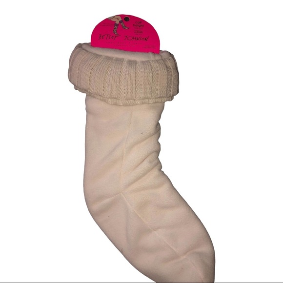 Betsey Johnson beige knee hi cold weather fleece winter boot feet warmers  liner - Picture 1 of 12